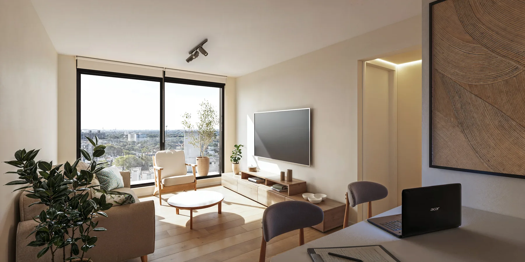 Living room interior render by Imabox